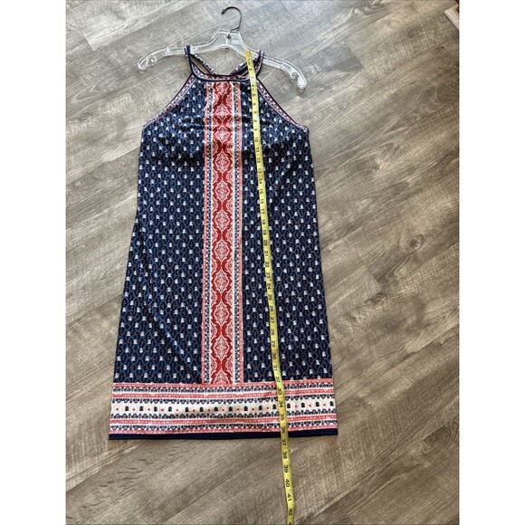 Max Studio Shift dress Women L Red blue Racerback sleeveless Stretchy Shelf Bra - Picture 7 of 8